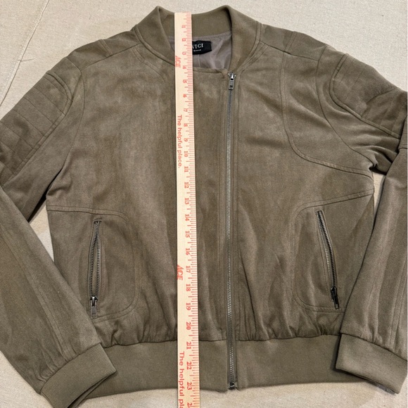 Vici Olive Green Suede Bomber Zip-Up Jacket - Picture 4 of 7